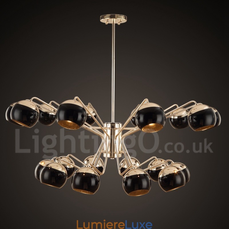 Lustre contemporain en métal avec abat-jour en verre