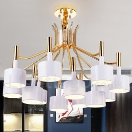 Lustre contemporain moderne à 12 lumières et 2 niveaux