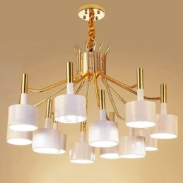 Lustre contemporain moderne à 12 lumières et 2 niveaux