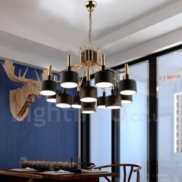 Lustre contemporain moderne à 12 lumières et 2 niveaux
