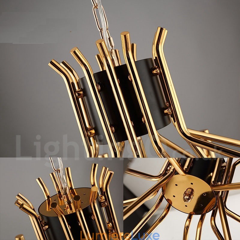 Lustre contemporain moderne à 12 lumières et 2 niveaux