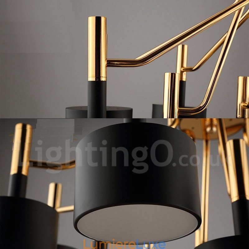 Lustre contemporain moderne à 12 lumières et 2 niveaux