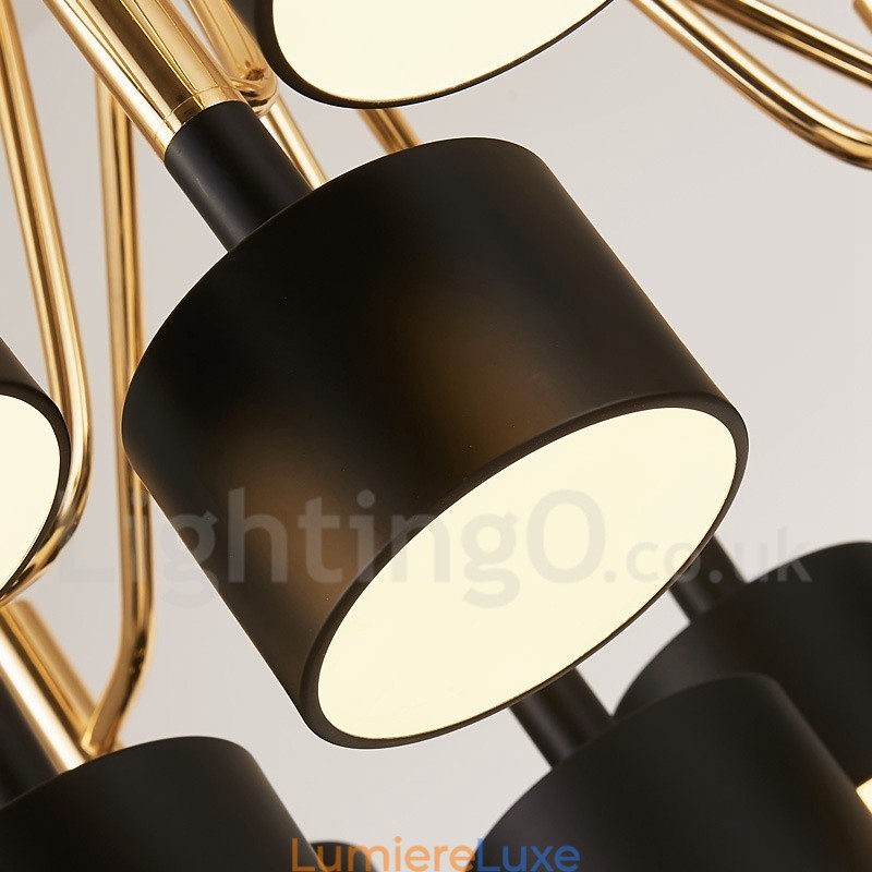 Lustre contemporain moderne à 12 lumières et 2 niveaux