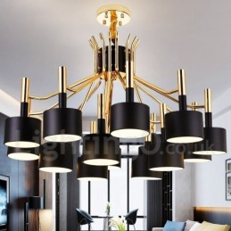 Lustre moderne contemporain à 15 lumières et 2 niveaux