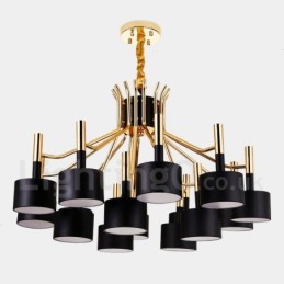 Lustre moderne contemporain à 15 lumières et 2 niveaux