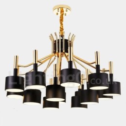 Lustre moderne contemporain à 15 lumières et 2 niveaux
