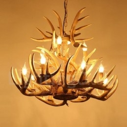 Lustre vintage à 12 lumières de style country