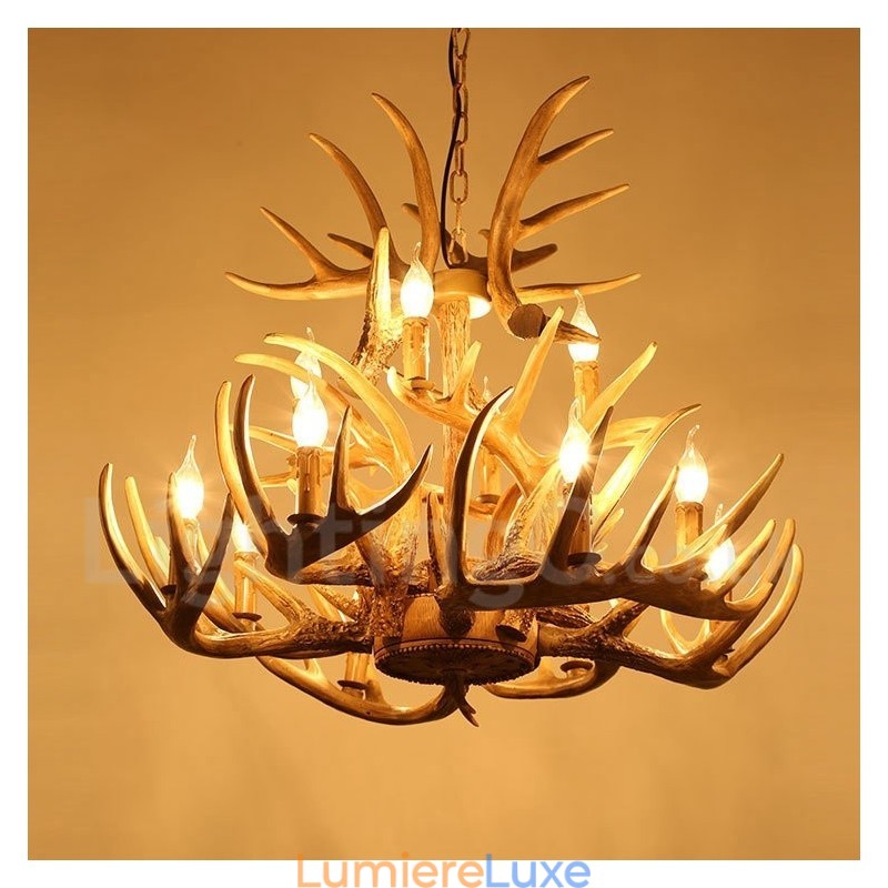 Lustre vintage à 12 lumières de style country