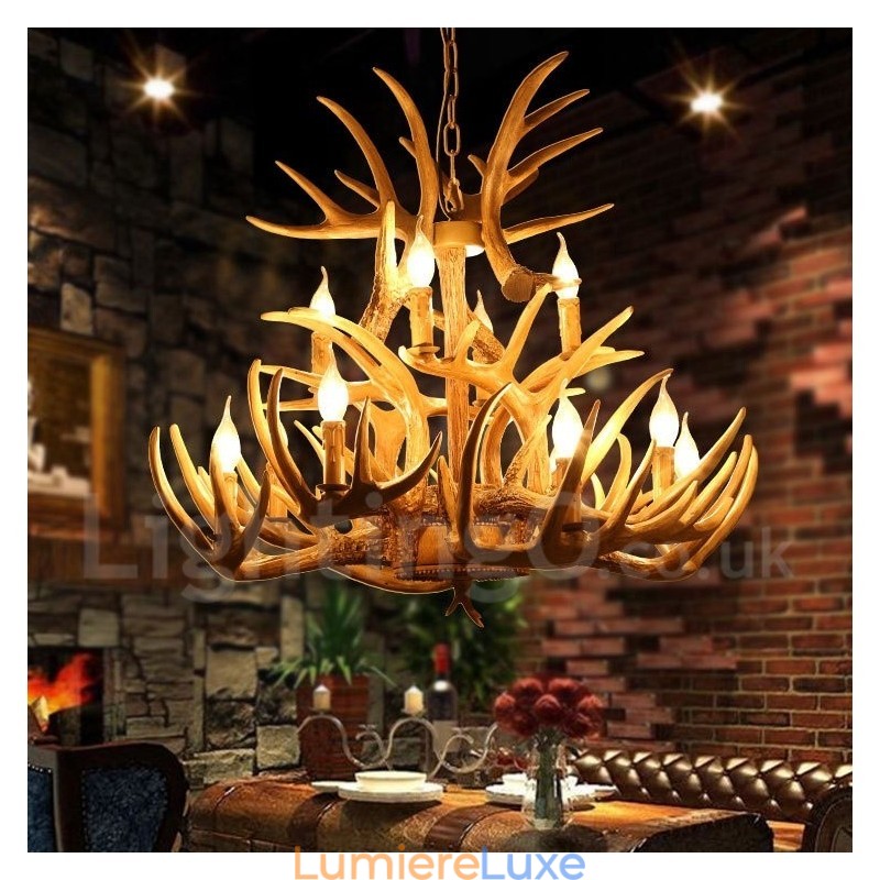 Lustre vintage à 12 lumières de style country