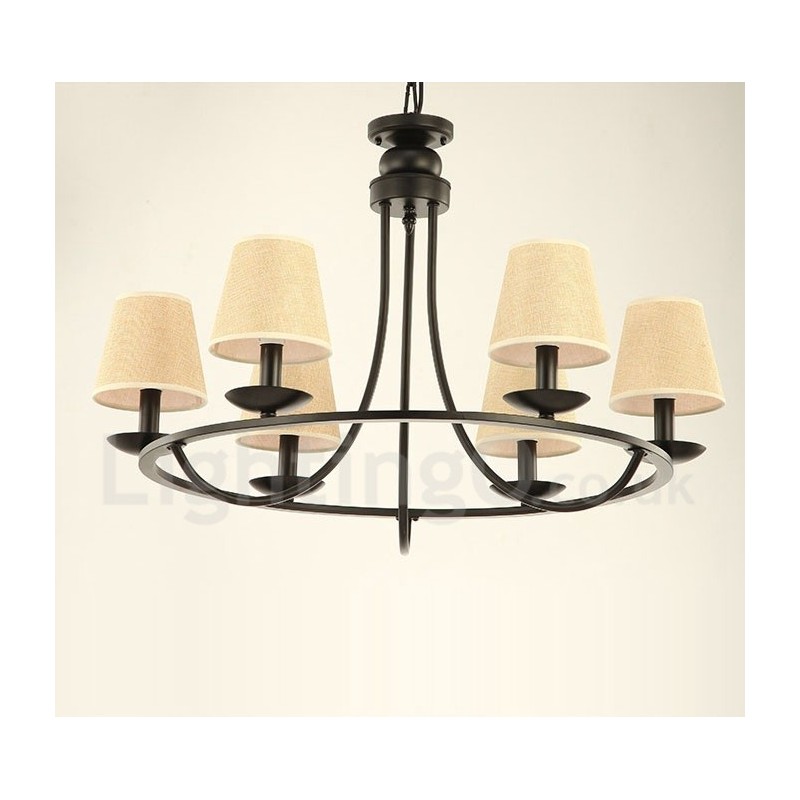 Lustre rétro à 6 lampes à un seul niveau