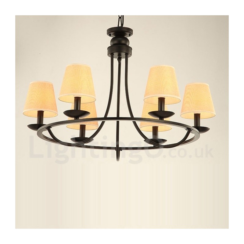 Lustre rétro à 6 lampes à un seul niveau