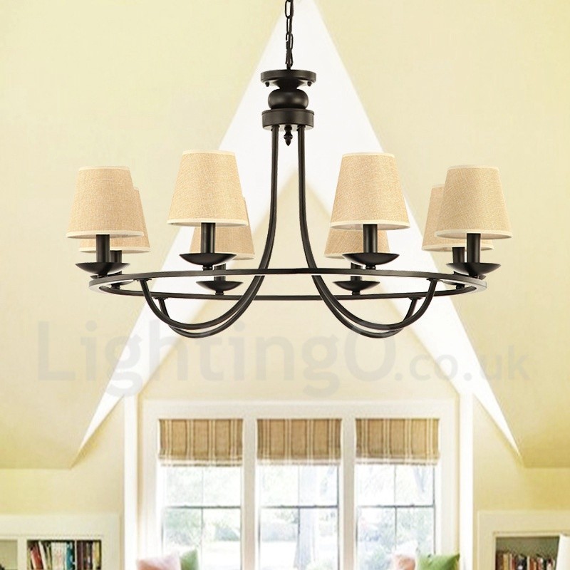 Lustre rétro à 8 lampes à un seul niveau
