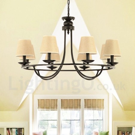 Lustre rétro à 8 lampes à un seul niveau Lustre rétro à 8 lampes à un seul niveau