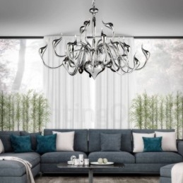 Lustre cygne moderne à 24 lumières, ampoule chromée G4 incluse