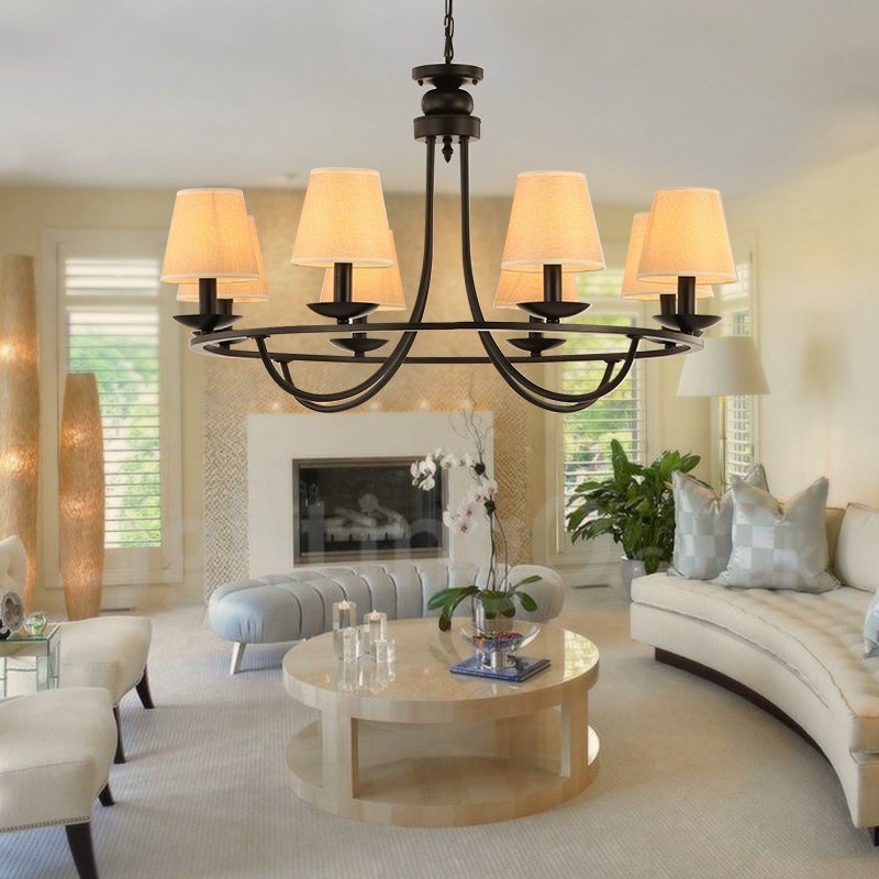 Lustre rétro à 8 lampes à un seul niveau