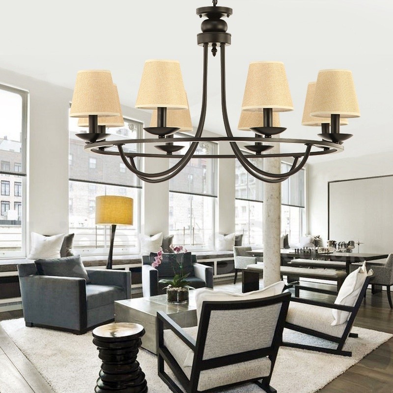 Lustre rétro à 8 lampes à un seul niveau