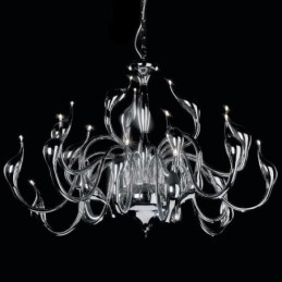 Lustre cygne moderne à 24 lumières, ampoule chromée G4 incluse