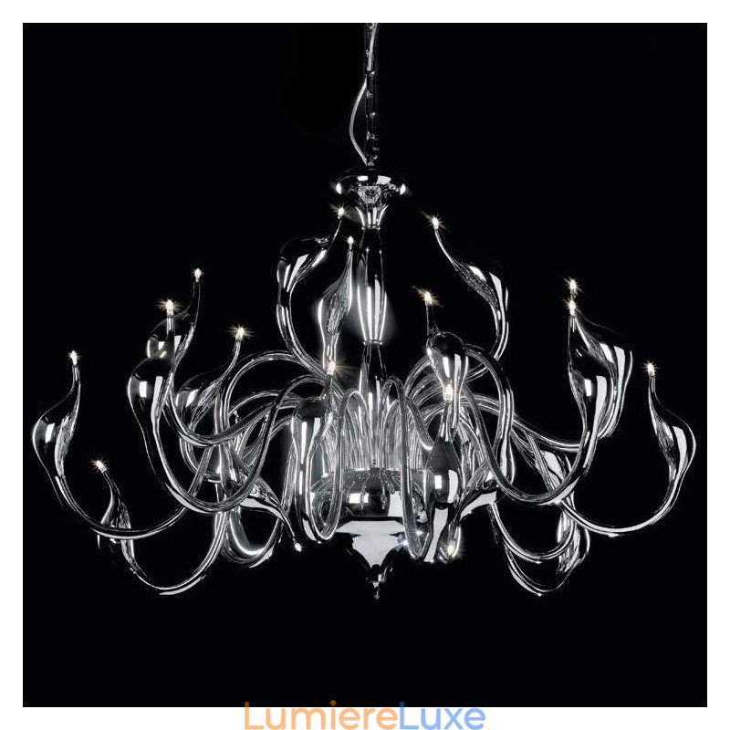 Lustre cygne moderne à 24 lumières, ampoule chromée G4 incluse