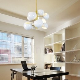 Lustre moderne et contemporain blanc à 10 lumières