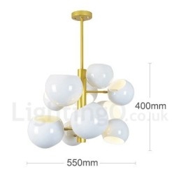 Lustre moderne et contemporain blanc à 10 lumières