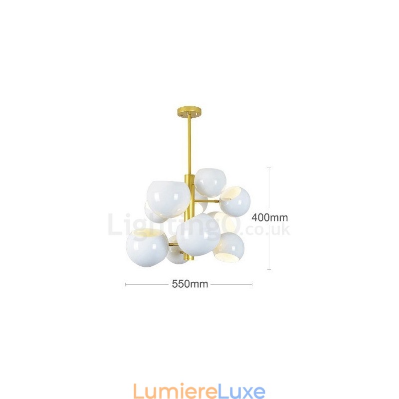 Lustre moderne et contemporain blanc à 10 lumières