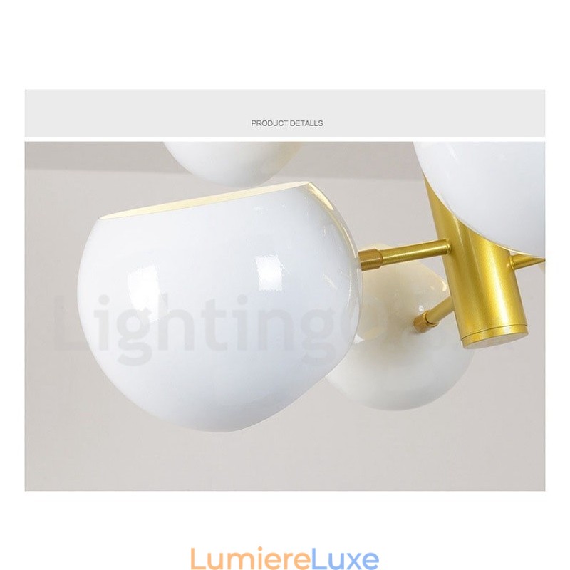 Lustre moderne et contemporain blanc à 10 lumières