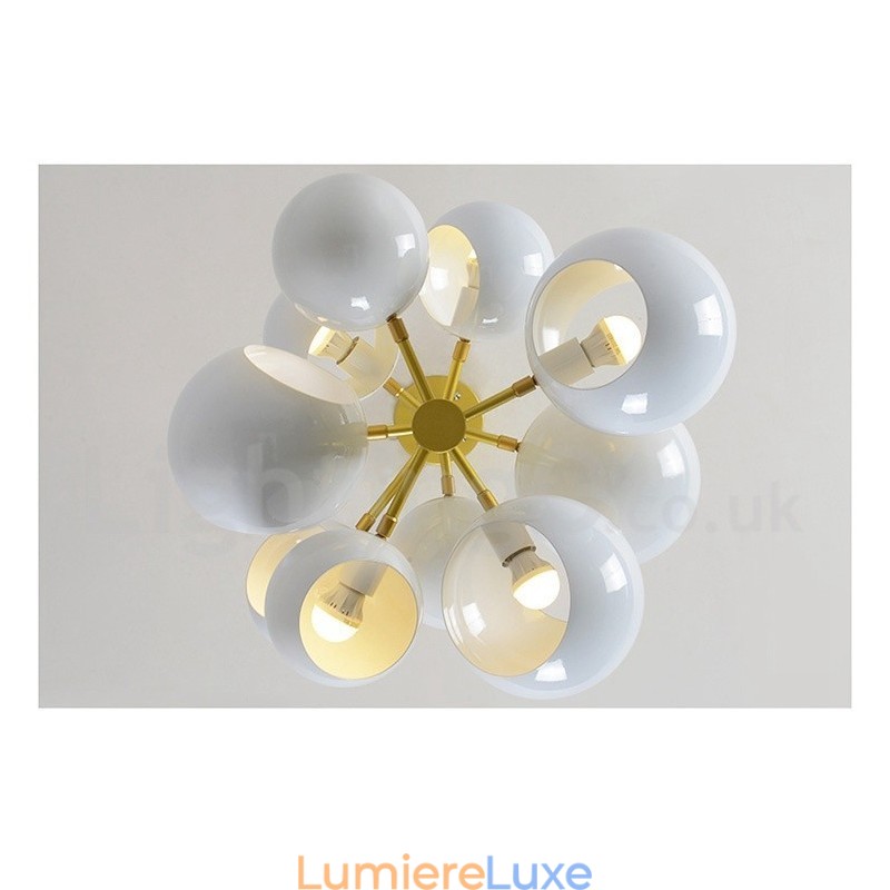 Lustre moderne et contemporain blanc à 10 lumières