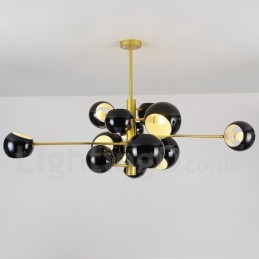Lustre noir moderne et contemporain à 13 lumières
