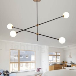 Lustre contemporain moderne à 4 lumières et 2 niveaux