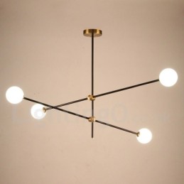 Lustre contemporain moderne à 4 lumières et 2 niveaux