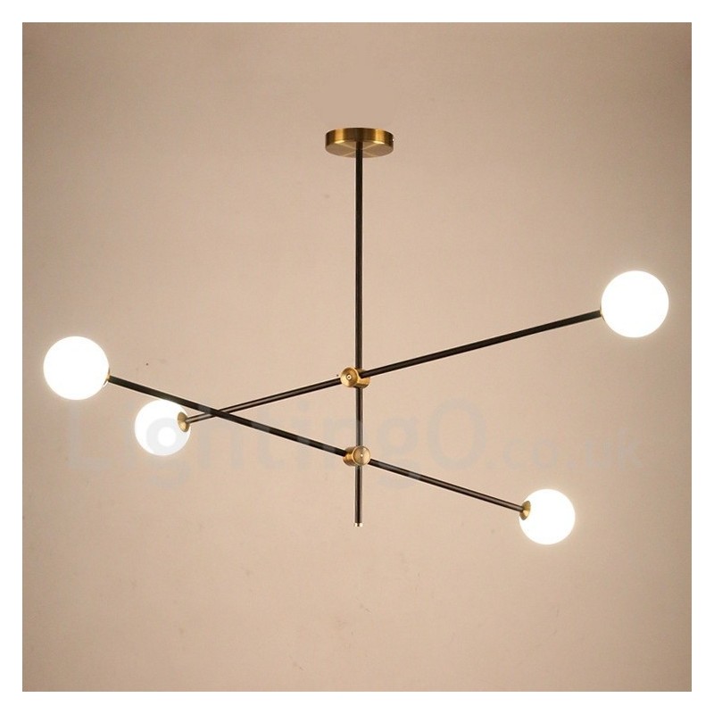 Lustre contemporain moderne à 4 lumières et 2 niveaux