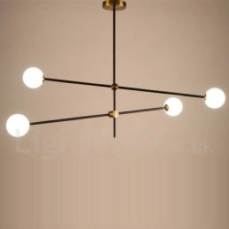 Lustre contemporain moderne à 4 lumières et 2 niveaux
