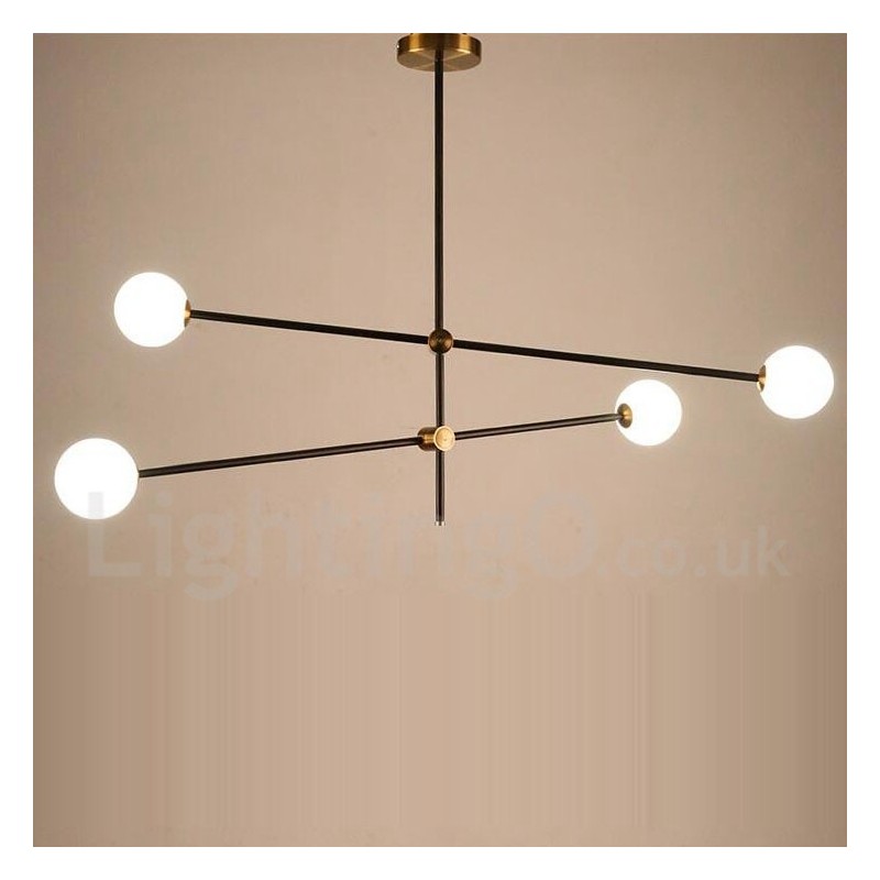 Lustre contemporain moderne à 4 lumières et 2 niveaux