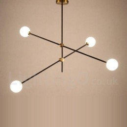Lustre contemporain moderne à 4 lumières et 2 niveaux