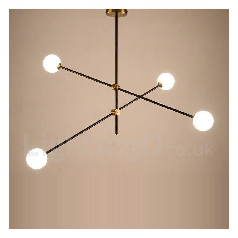Lustre contemporain moderne à 4 lumières et 2 niveaux