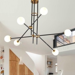 Lustre contemporain moderne à 6 lumières et 3 niveaux