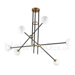 Lustre contemporain moderne à 6 lumières et 3 niveaux