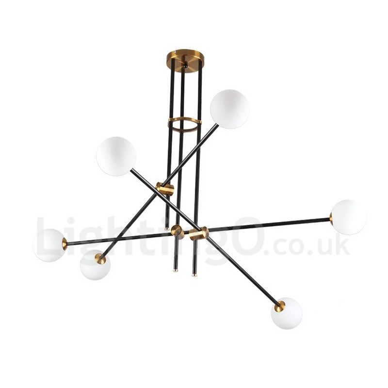 Lustre contemporain moderne à 6 lumières et 3 niveaux