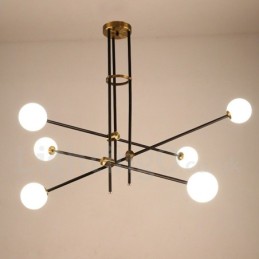 Lustre contemporain moderne à 6 lumières et 3 niveaux