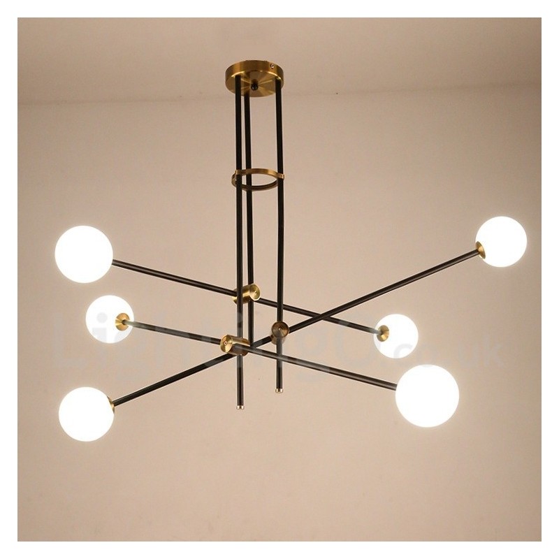 Lustre contemporain moderne à 6 lumières et 3 niveaux