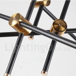 Lustre contemporain moderne à 6 lumières et 3 niveaux