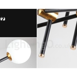 Lustre contemporain moderne à 6 lumières et 3 niveaux