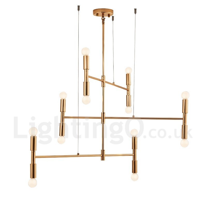 Lustre contemporain moderne à 8 lumières et 3 niveaux