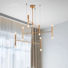 Lustre contemporain moderne à 8 lumières et 3 niveaux