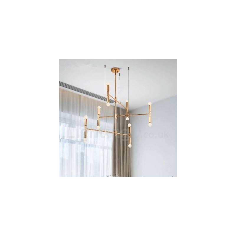 Lustre contemporain moderne à 8 lumières et 3 niveaux
