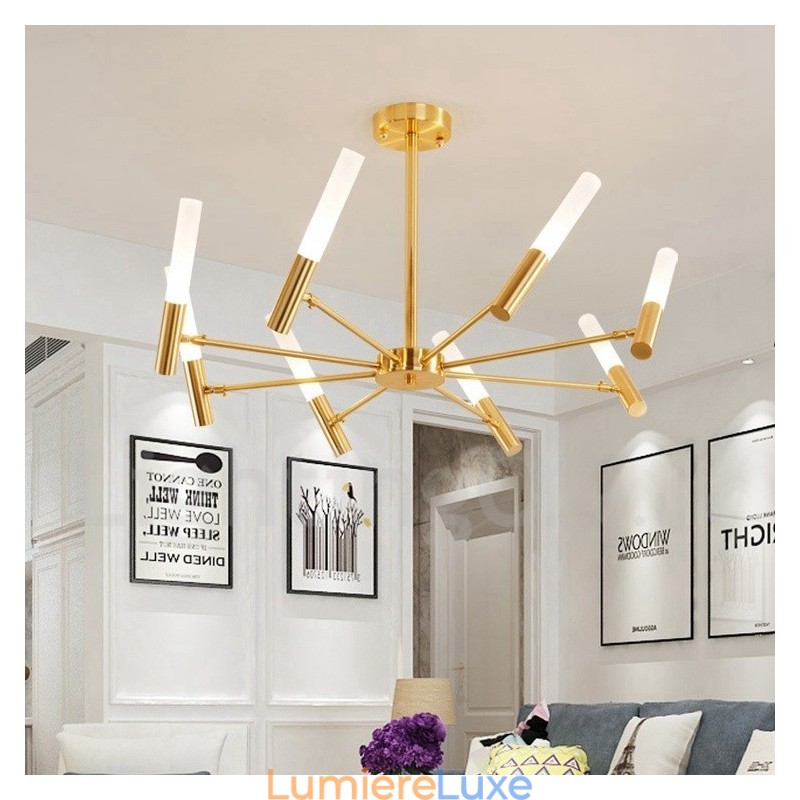Lustre contemporain moderne rotatif à 8 lumières