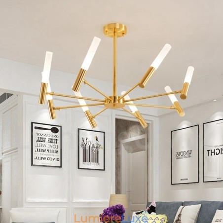 Lustre contemporain moderne rotatif à 8 lumières Lustre contemporain moderne rotatif à 8 lumières