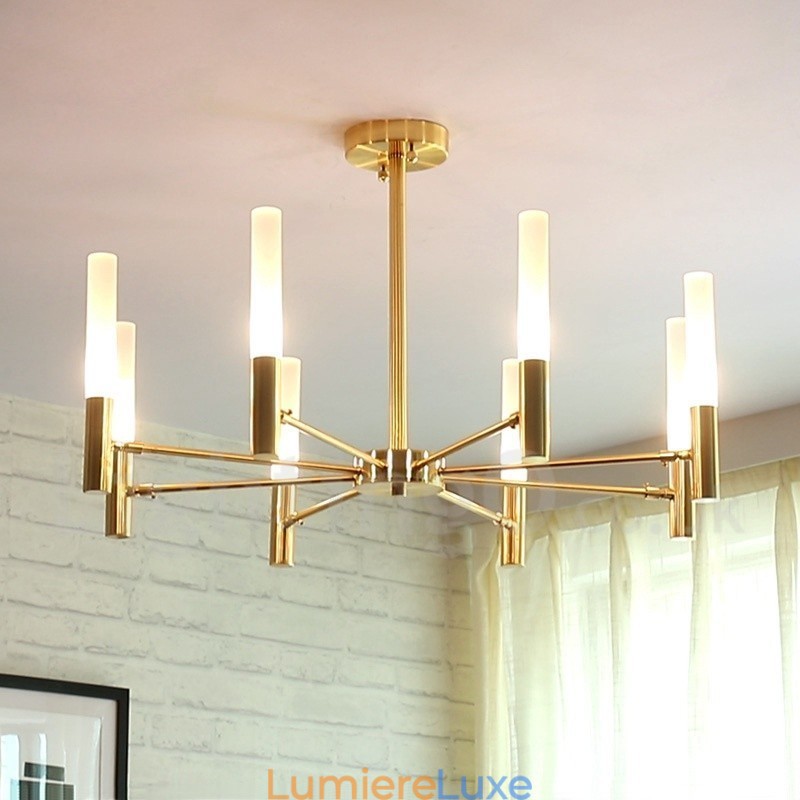 Lustre contemporain moderne rotatif à 8 lumières