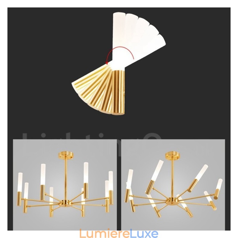 Lustre contemporain moderne rotatif à 8 lumières