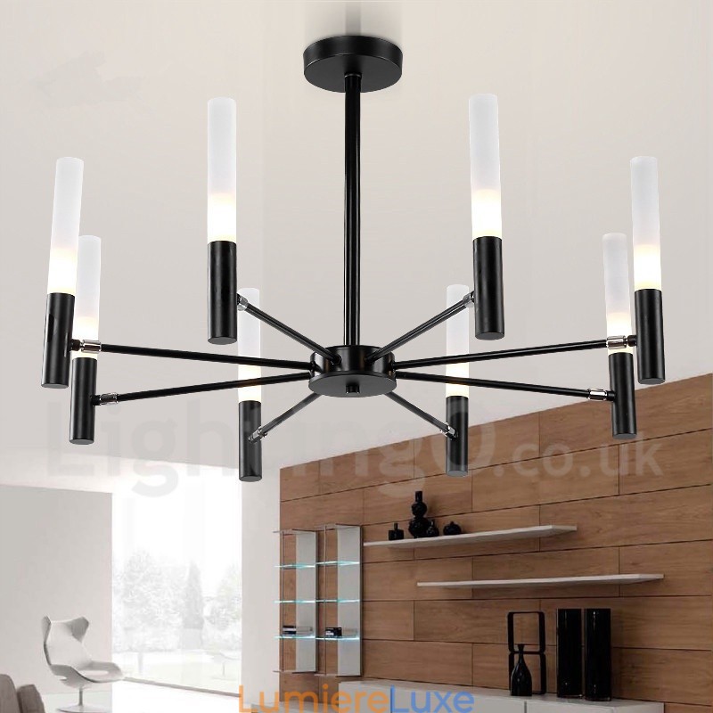 Lustre contemporain moderne rotatif à 8 lumières
